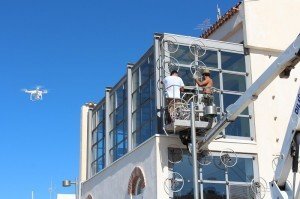 durante le riprese per l'evento